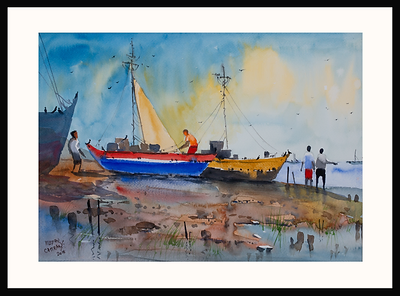 Fishing in the river by Artist Madhu Chitran Fishing in the river by Artist Madhu Chitran